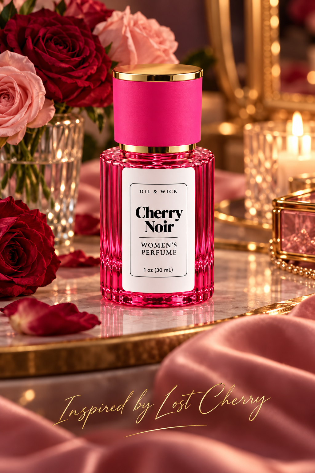 Oil & Wick Cherry Noir women's perfume lifestyle photo