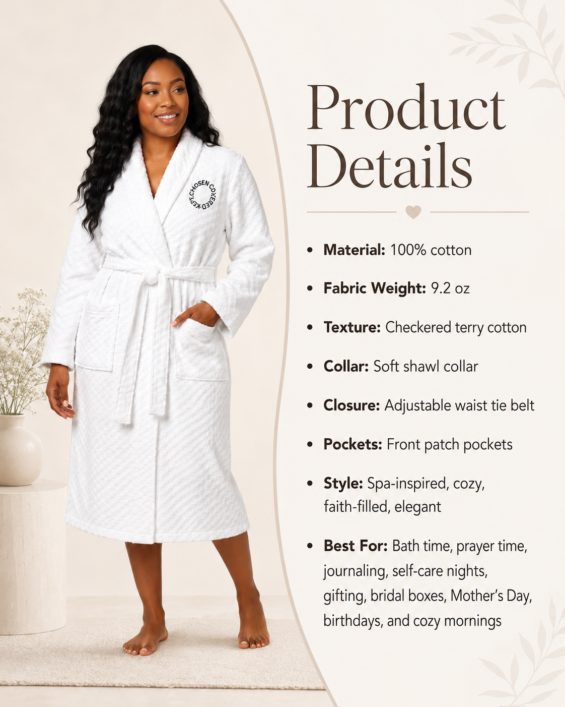 Chosen. Covered. Kept. Cotton Bathrobe.