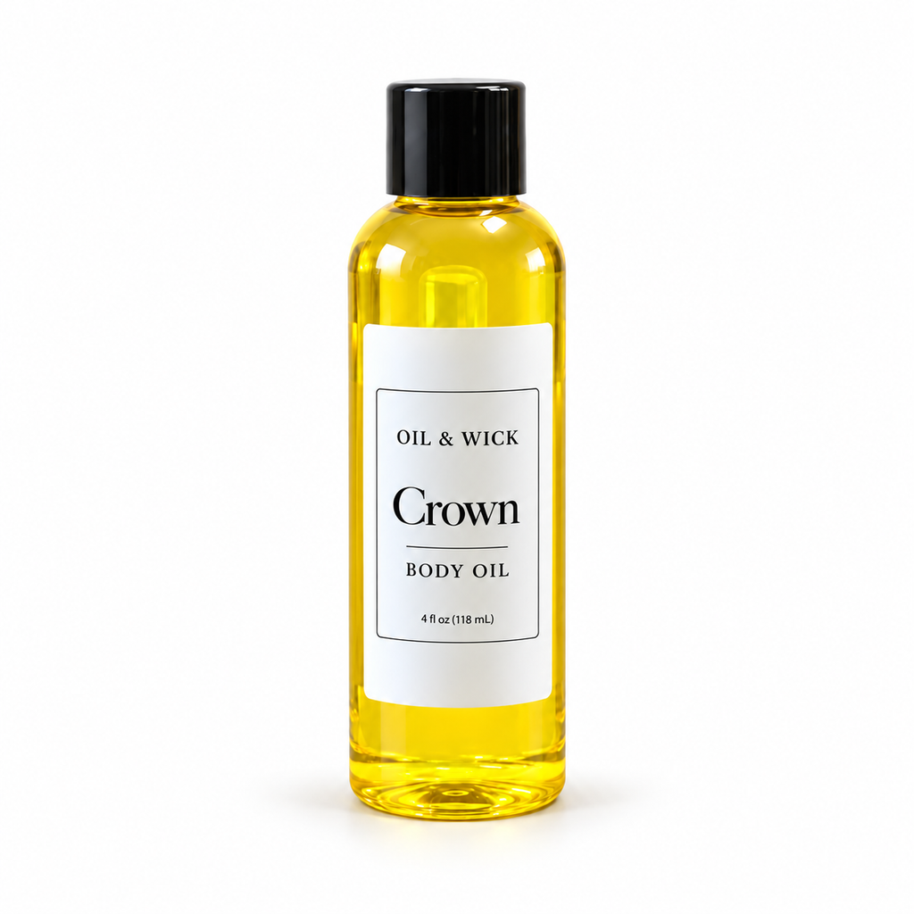 Crown 4 oz body oil included in the two-piece set