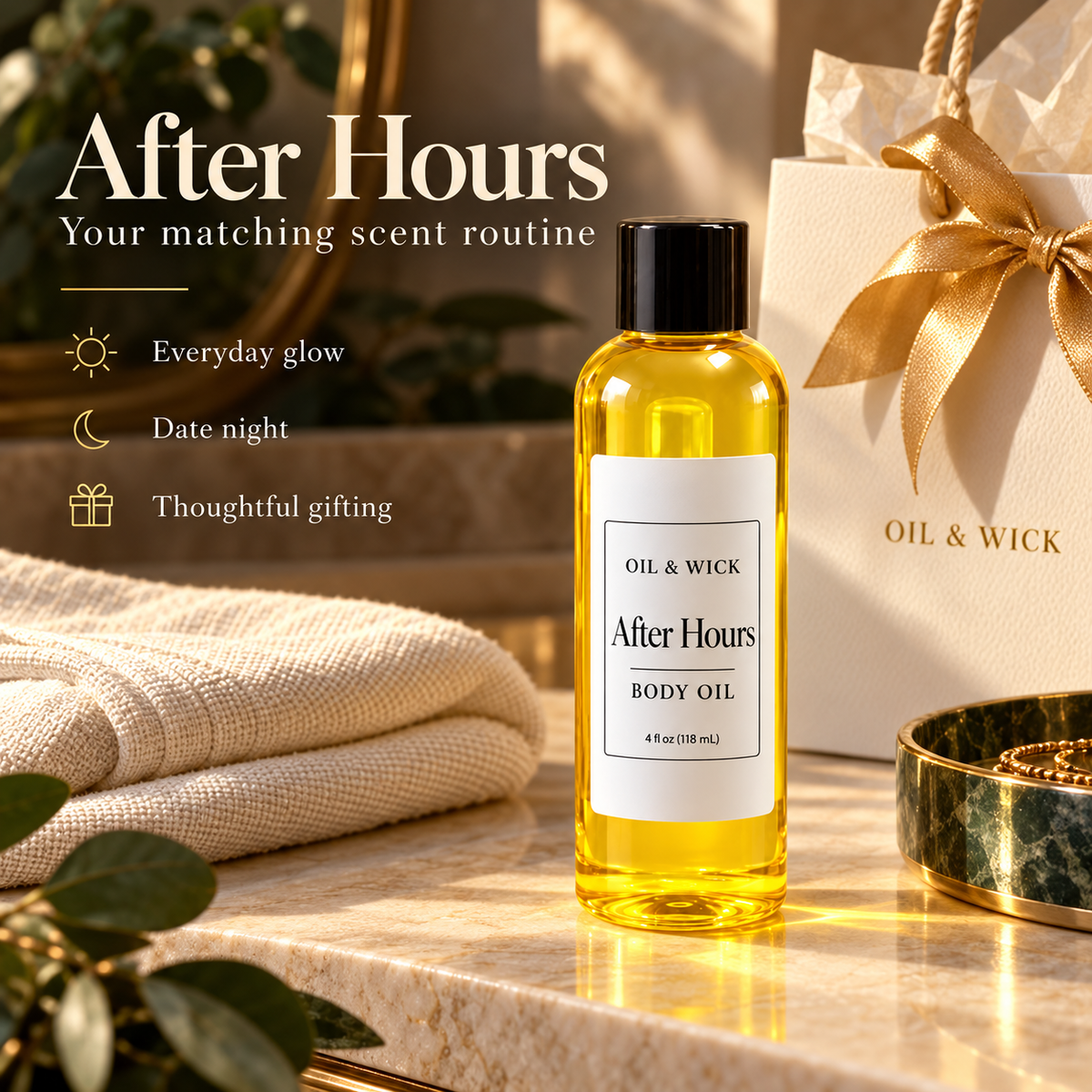 After Hours body oil — everyday glow, date night and gifting