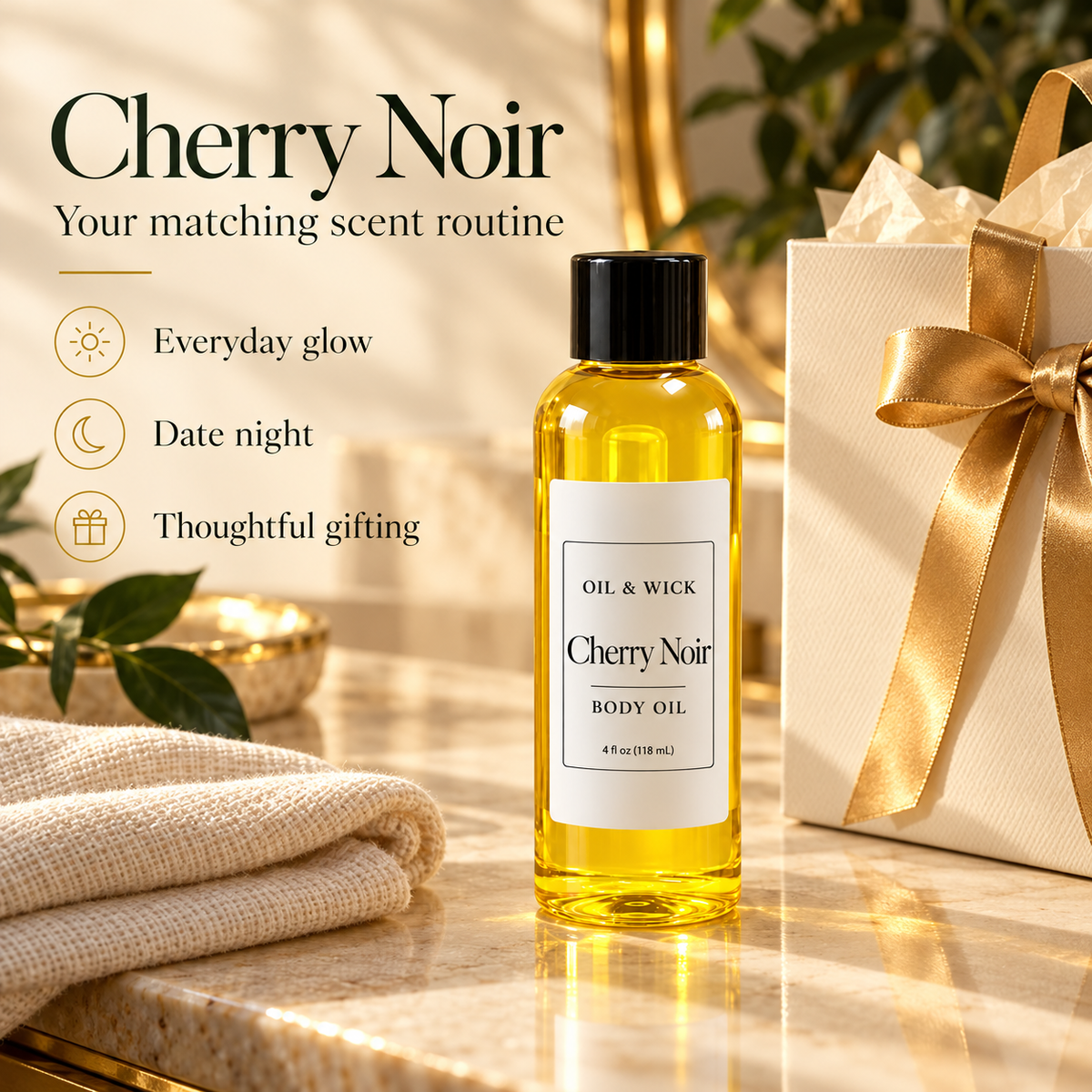 Cherry Noir body oil — everyday glow, date night and gifting