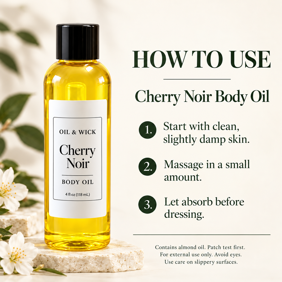 Cherry Noir body oil — how to use