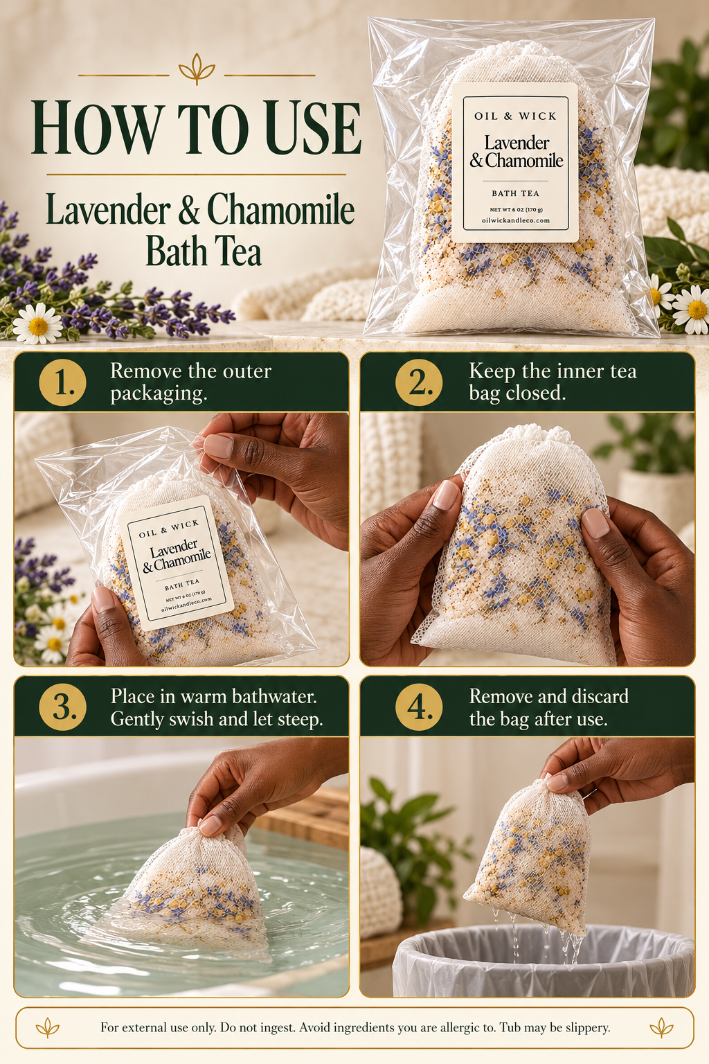 Lavender & Chamomile Bath Tea – 6 oz — how to use