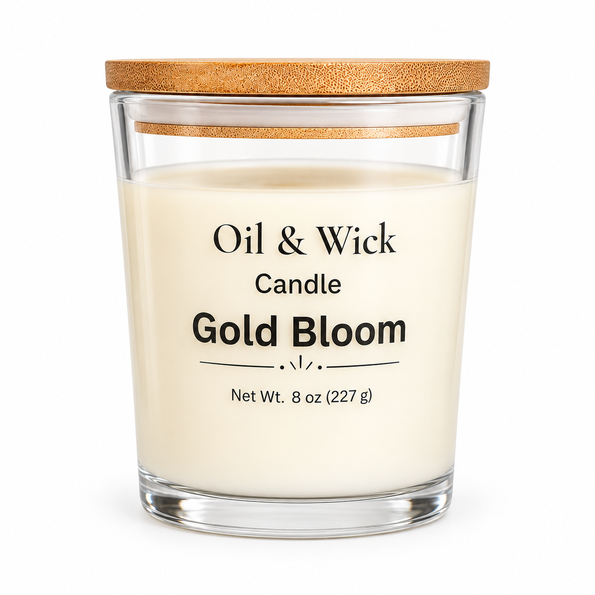 Oil & Wick 8 oz candle on white background