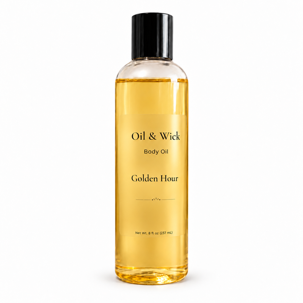 Golden Hour Glow Body Oil on white background