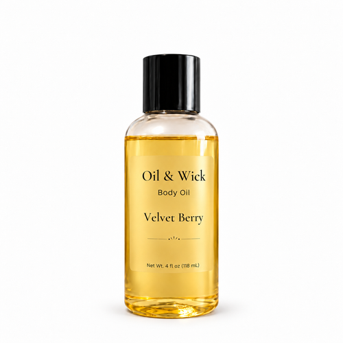Velvet Berry 4 oz body oil included in the two-piece set