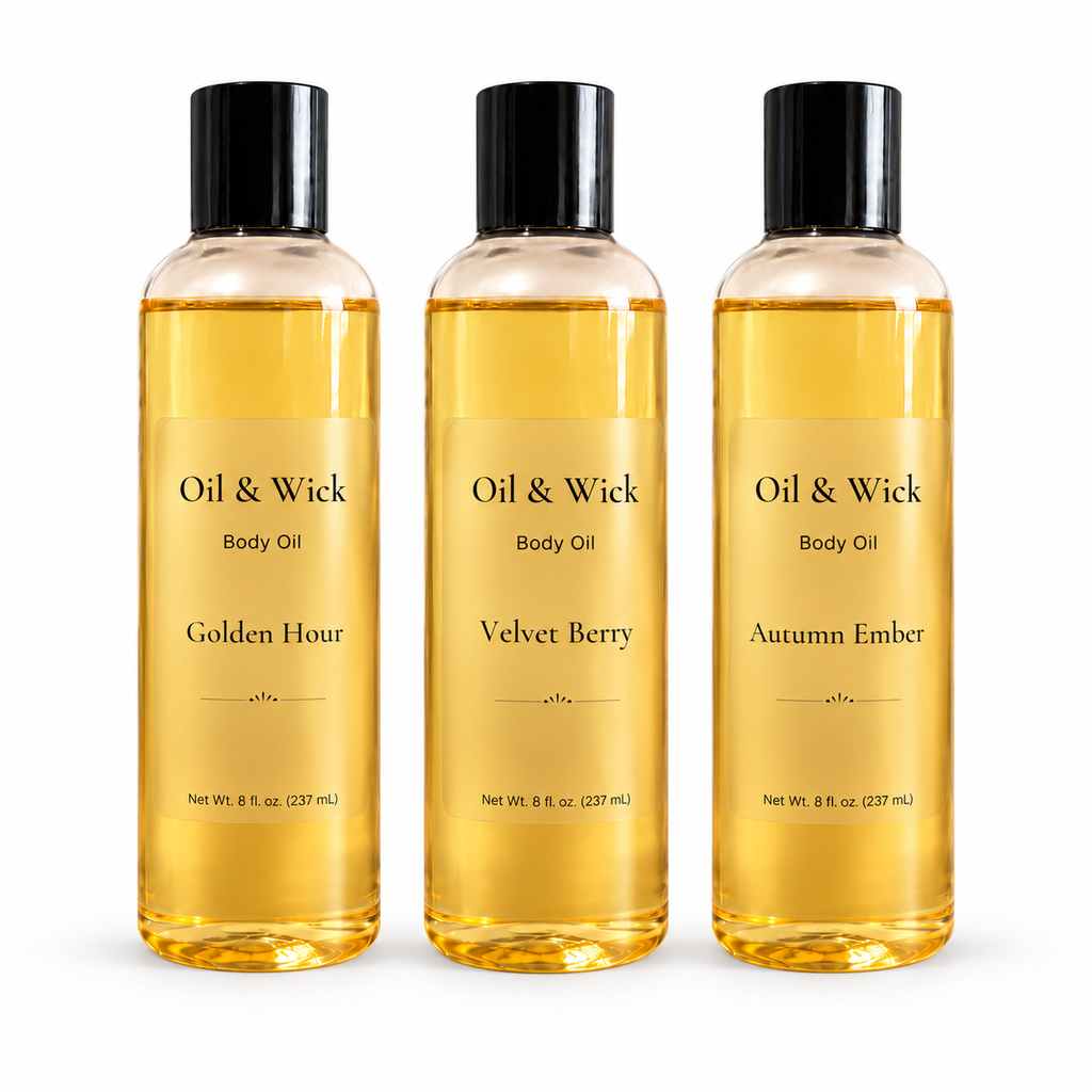 8 oz Body Oil Trio on white background