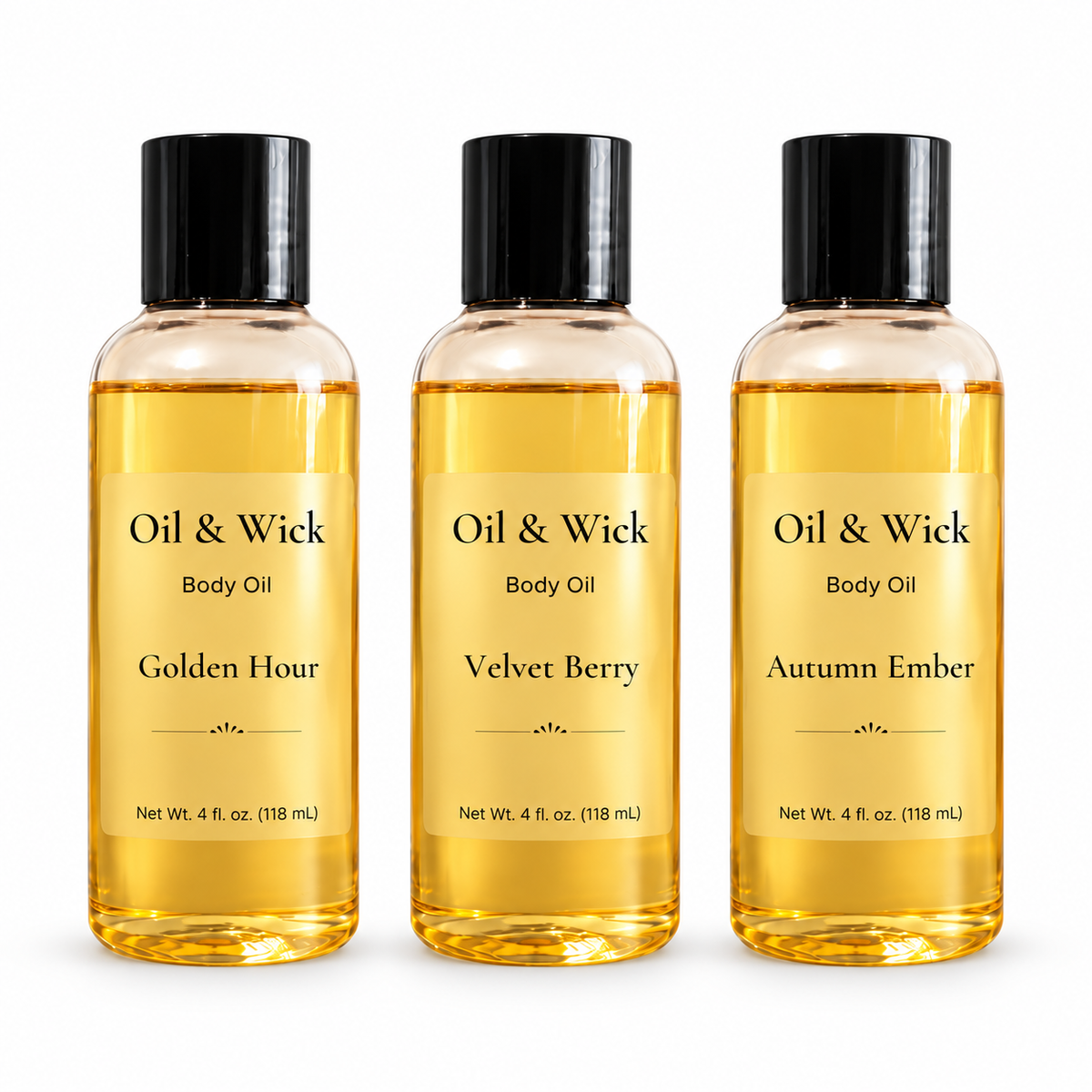 4 oz Body Oil Trio on white background