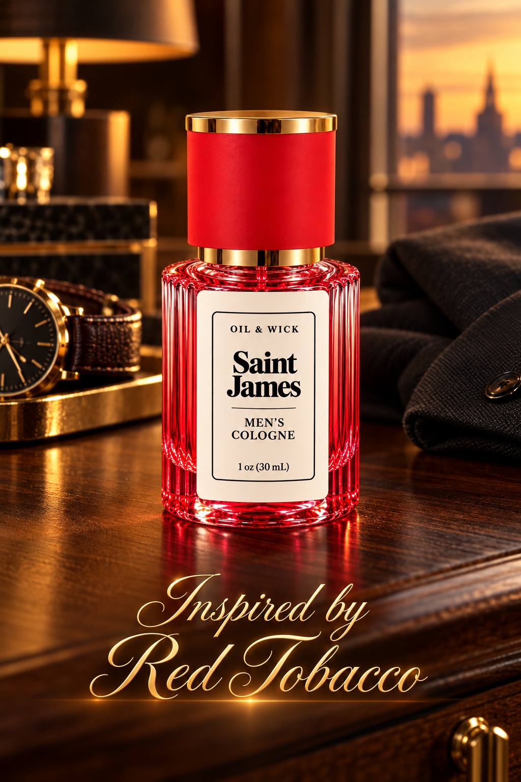 Oil & Wick Saint James men's cologne lifestyle photo